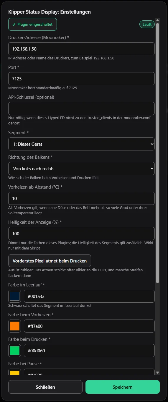 Die Einstellungen eines Plugins