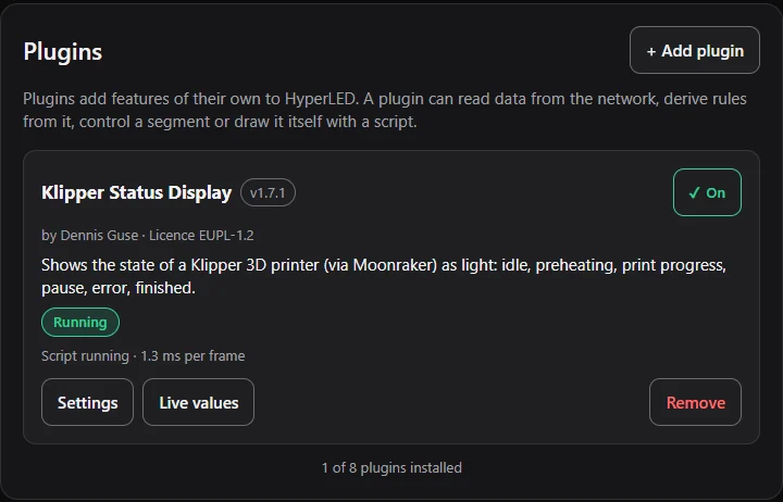 The plugin list